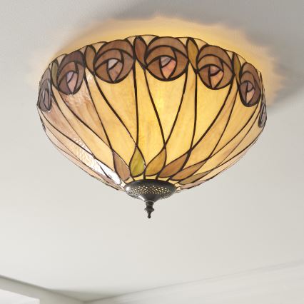 Endon 112188 - Tiffany loftlampe HUTCHINSON 2xE27/60W/230V Ø 40 cm