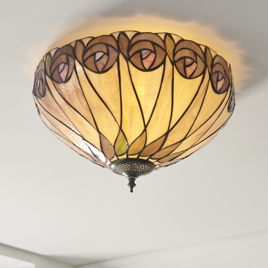 Endon 112188 - Tiffany loftlampe HUTCHINSON 2xE27/60W/230V Ø 40 cm