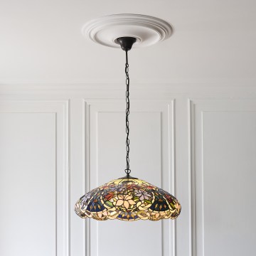 Endon 112193 - Lysekrone med kæde Tiffany SULLIVAN 3xE27/60W/230V Ø 57 cm
