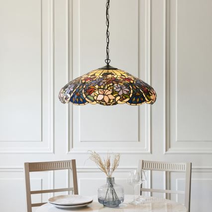 Endon 112193 - Lysekrone med kæde Tiffany SULLIVAN 3xE27/60W/230V Ø 57 cm