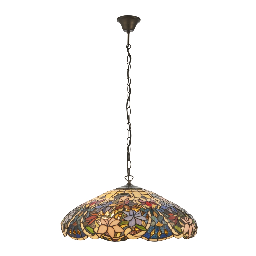 Endon 112193 - Lysekrone med kæde Tiffany SULLIVAN 3xE27/60W/230V Ø 57 cm