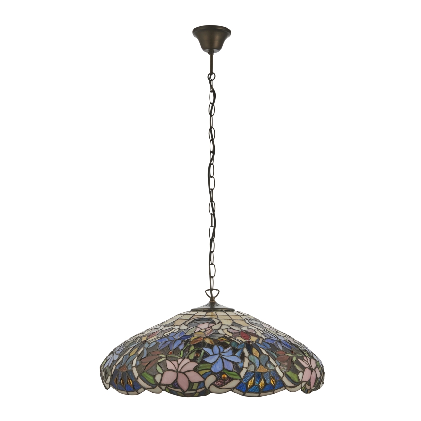 Endon 112193 - Lysekrone med kæde Tiffany SULLIVAN 3xE27/60W/230V Ø 57 cm