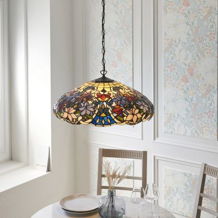 Endon 112193 - Lysekrone med kæde Tiffany SULLIVAN 3xE27/60W/230V Ø 57 cm