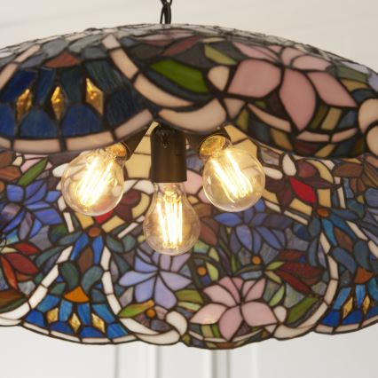 Endon 112193 - Lysekrone med kæde Tiffany SULLIVAN 3xE27/60W/230V Ø 57 cm