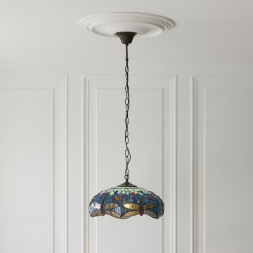 Endon 112195 - Tiffany DRAGONFLY kædependel 1xE27/60W/230V Ø 41 cm