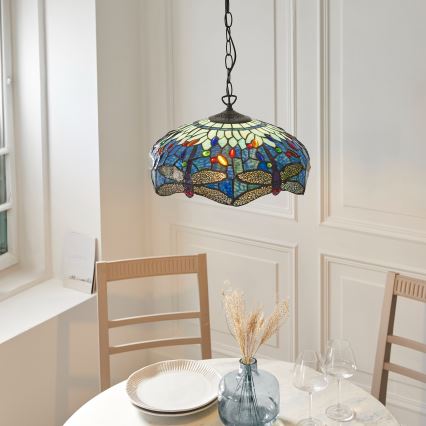 Endon 112195 - Tiffany DRAGONFLY kædependel 1xE27/60W/230V Ø 41 cm