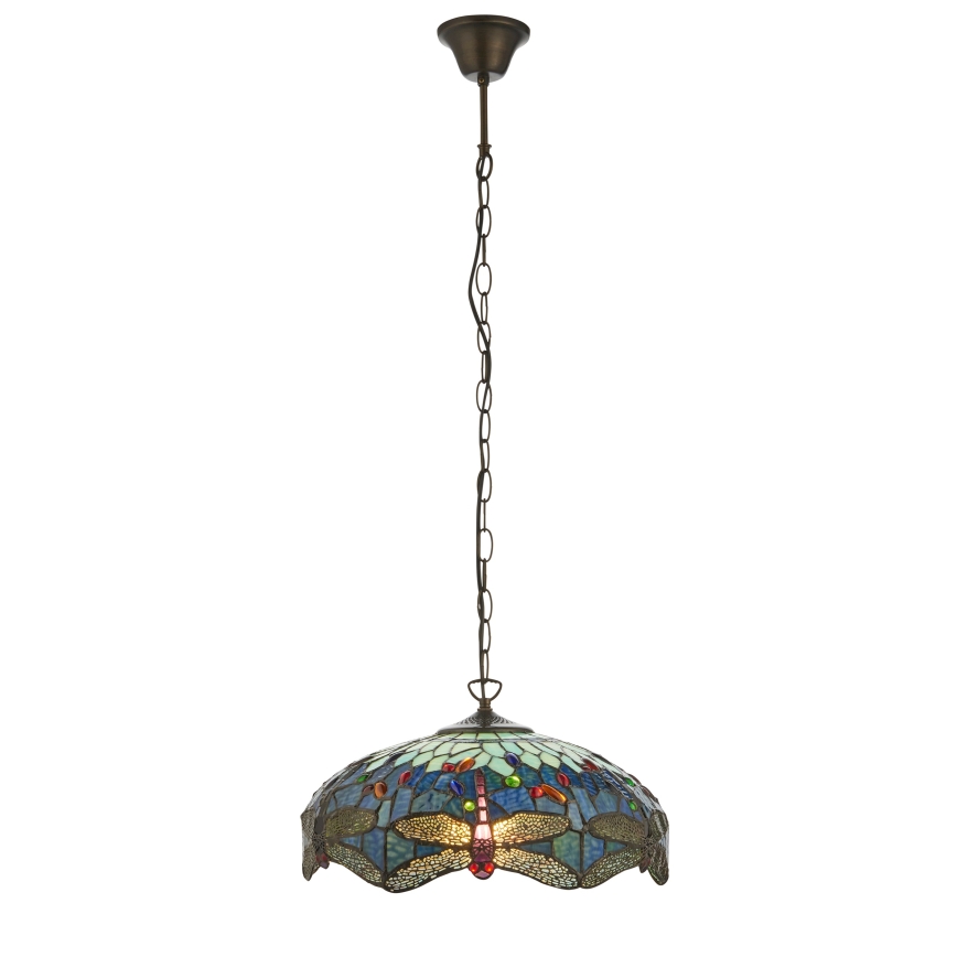 Endon 112195 - Tiffany DRAGONFLY kædependel 1xE27/60W/230V Ø 41 cm