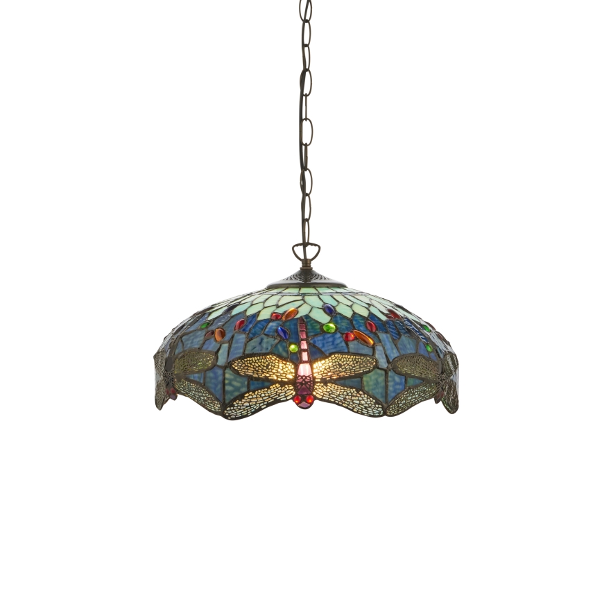 Endon 112195 - Tiffany DRAGONFLY kædependel 1xE27/60W/230V Ø 41 cm