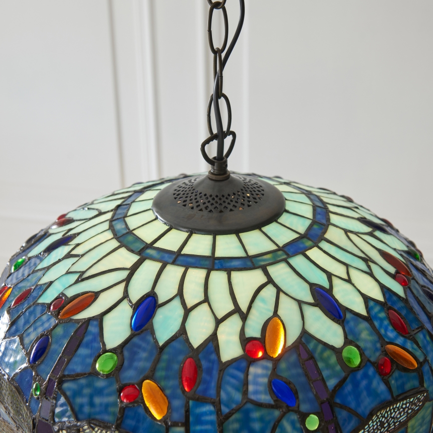 Endon 112195 - Tiffany DRAGONFLY kædependel 1xE27/60W/230V Ø 41 cm