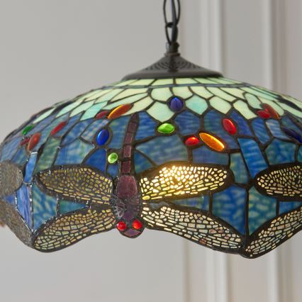 Endon 112195 - Tiffany DRAGONFLY kædependel 1xE27/60W/230V Ø 41 cm
