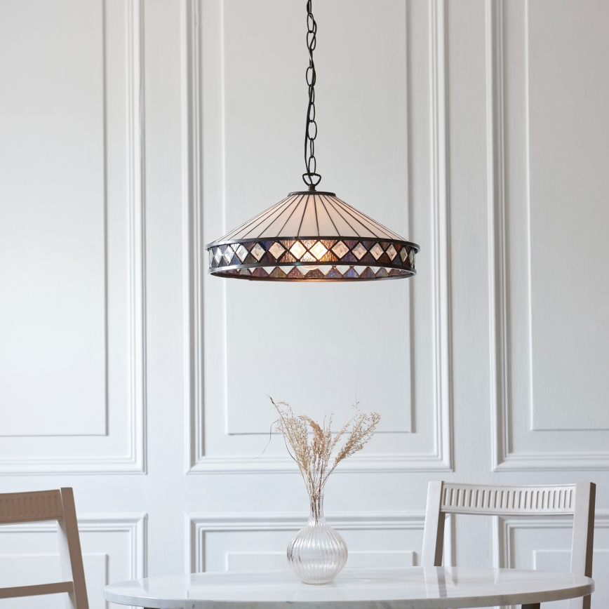 Endon 112196 - Lysekrone på kæde Tiffany FARGO 1xE27/60W/230V Ø 41,5 cm