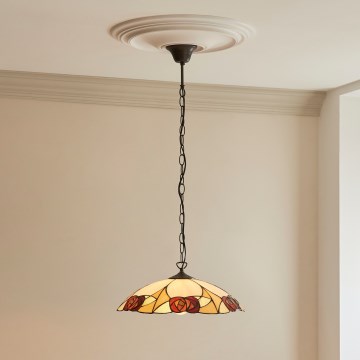 Endon 112197 - Lysekrone i Tiffany-stil med kæde INGRAM 1xE27/60W/230V Ø 45 cm
