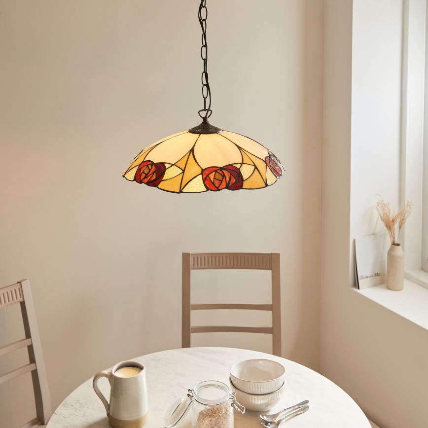 Endon 112197 - Lysekrone i Tiffany-stil med kæde INGRAM 1xE27/60W/230V Ø 45 cm