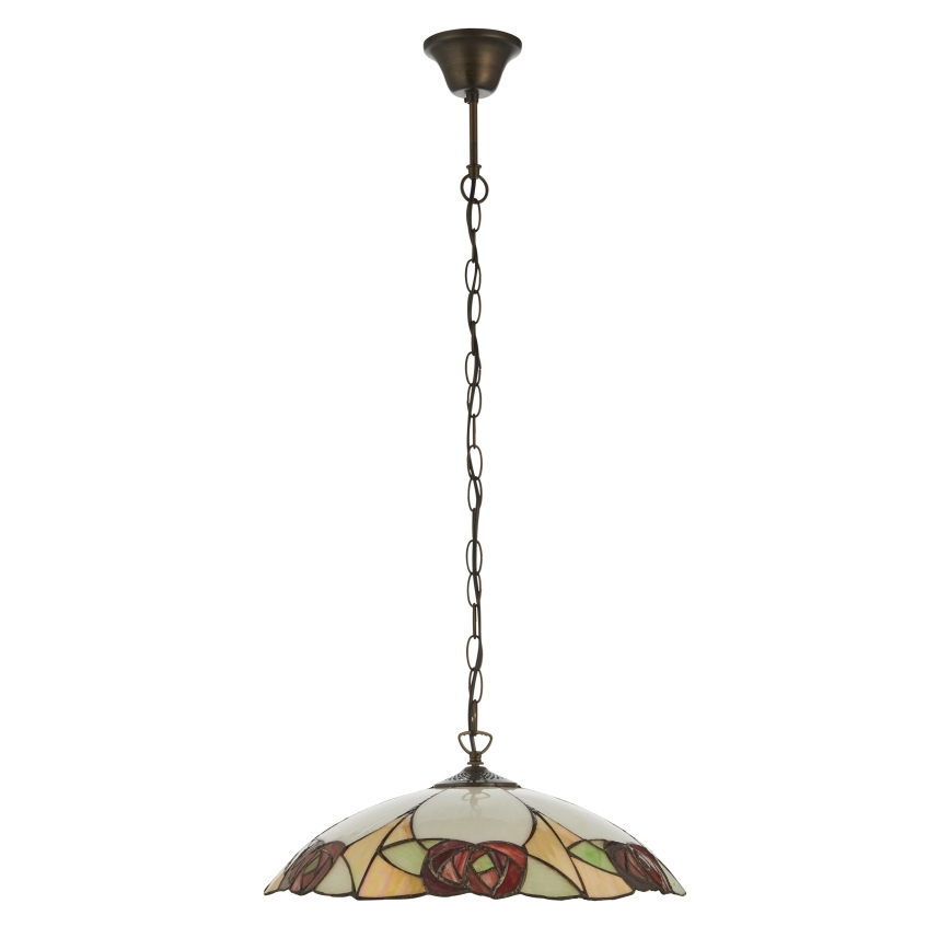 Endon 112197 - Lysekrone i Tiffany-stil med kæde INGRAM 1xE27/60W/230V Ø 45 cm