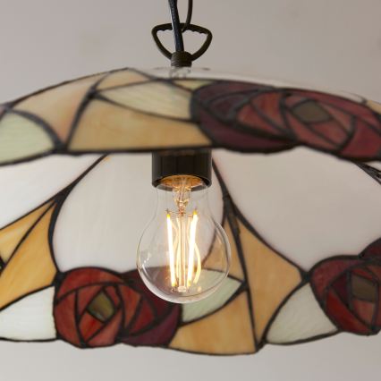 Endon 112197 - Lysekrone i Tiffany-stil med kæde INGRAM 1xE27/60W/230V Ø 45 cm