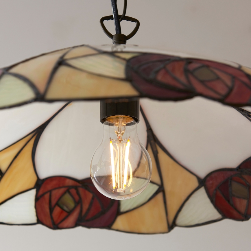 Endon 112197 - Lysekrone i Tiffany-stil med kæde INGRAM 1xE27/60W/230V Ø 45 cm