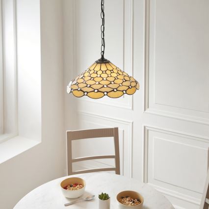 Endon 112226 - Lysekrone med kæde Tiffany PEARL 1xE27/10W/230V Ø45 cm