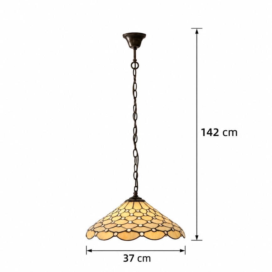 Endon 112226 - Lysekrone med kæde Tiffany PEARL 1xE27/10W/230V Ø45 cm