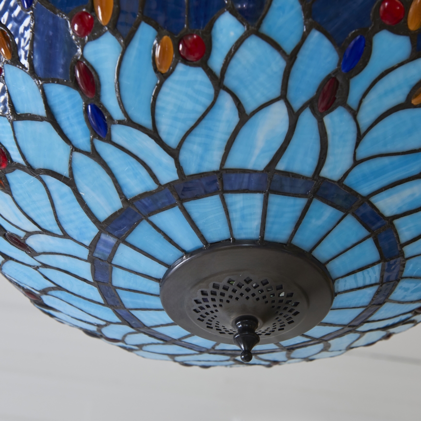 Endon 112250 - Kædeophængt lysekrone Tiffany DRAGONFLY 3xE27/60W/230V Ø 50 cm