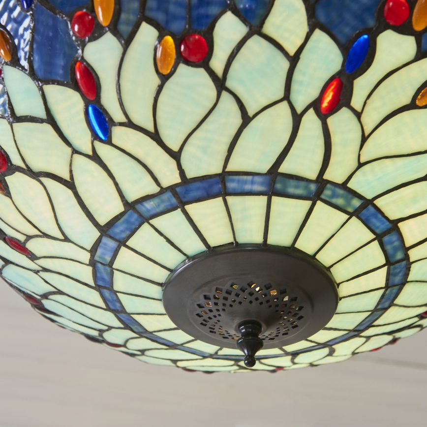 Endon 112250 - Kædeophængt lysekrone Tiffany DRAGONFLY 3xE27/60W/230V Ø 50 cm