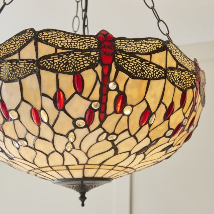 Endon 112251 - Lysekrone med kæde Tiffany DRAGONFLY 3xE27/60W/230V Ø 50 cm