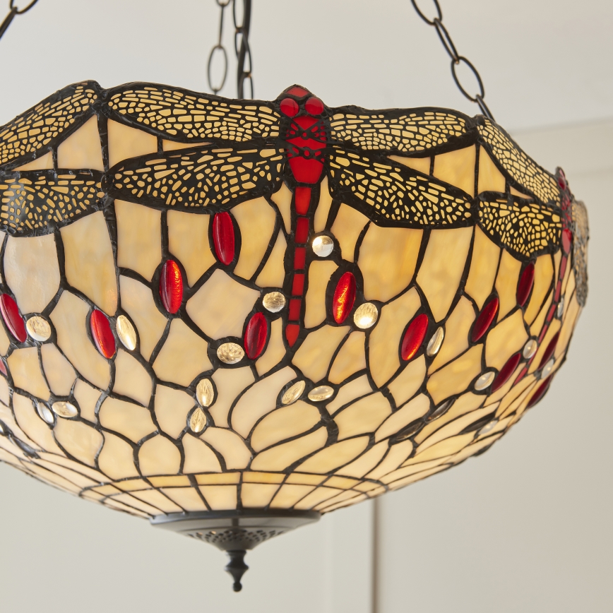 Endon 112251 - Lysekrone med kæde Tiffany DRAGONFLY 3xE27/60W/230V Ø 50 cm