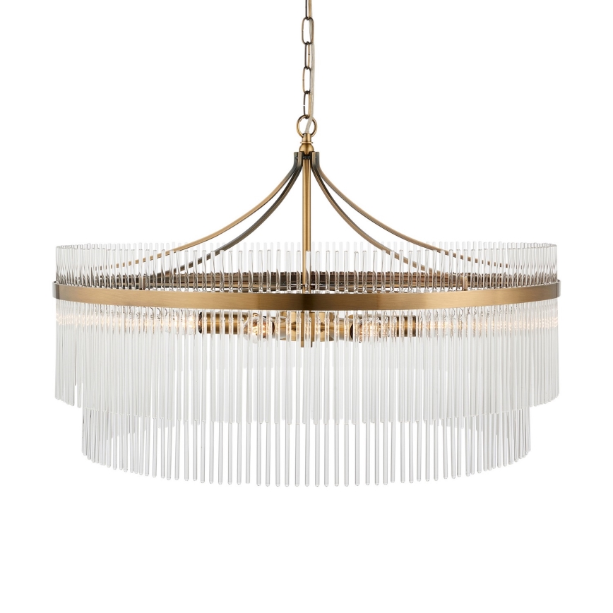Endon 112574 - Lysekrone med kæde MARIETTA GRAND 7xE14/7W/230V messing/klart glas