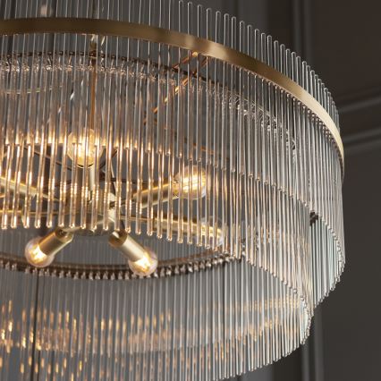 Endon 112574 - Lysekrone med kæde MARIETTA GRAND 7xE14/7W/230V messing/klart glas