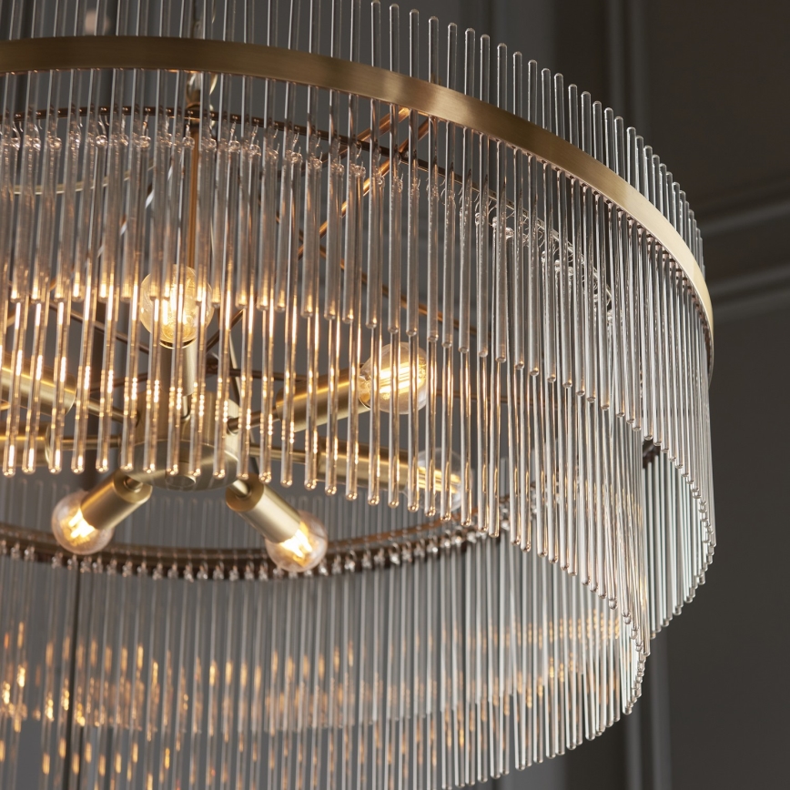 Endon 112574 - Lysekrone med kæde MARIETTA GRAND 7xE14/7W/230V messing/klart glas