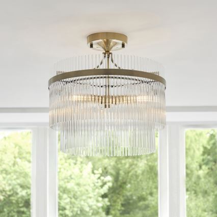 Endon 112575 - Loftlampe MARIETTA 3xE14/7W/230V messing/transparent