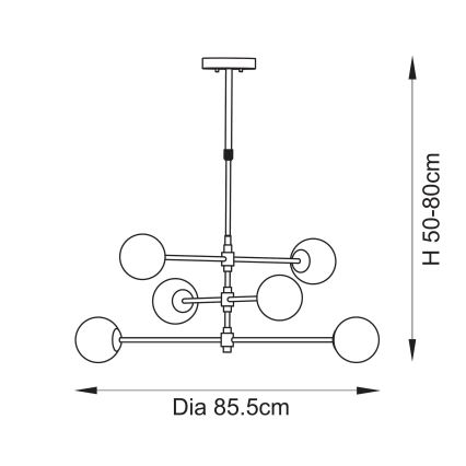 Endon 114039 - Loftlampe på stang 6xG9/3,2W/230V, guldfarvet
