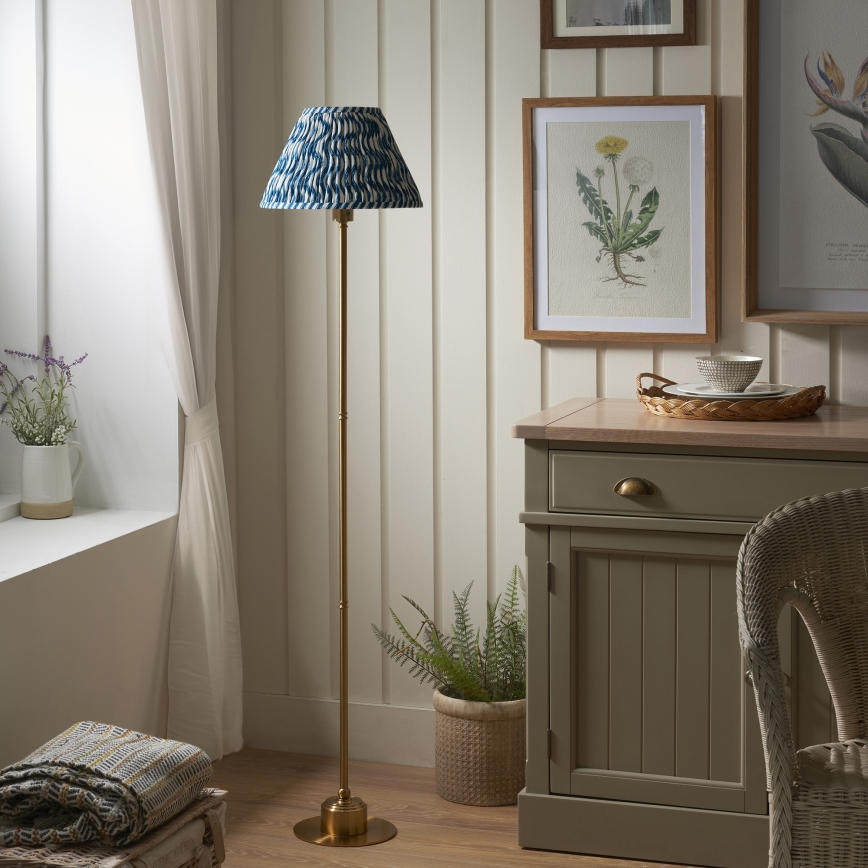 Endon 114778 - LED gulvlampe dæmpbar og genopladelig BURLEY LED/1,5W/5V 3600 mAh messing/blå