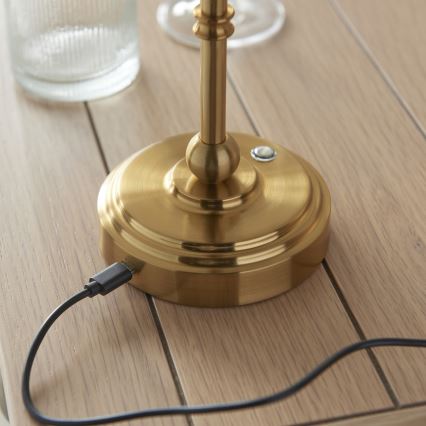 Endon 114804 - LED Bordlampe dæmpbar og genopladelig BURLEY LED/1,5W/5V 3600 mAh messing/lyserød