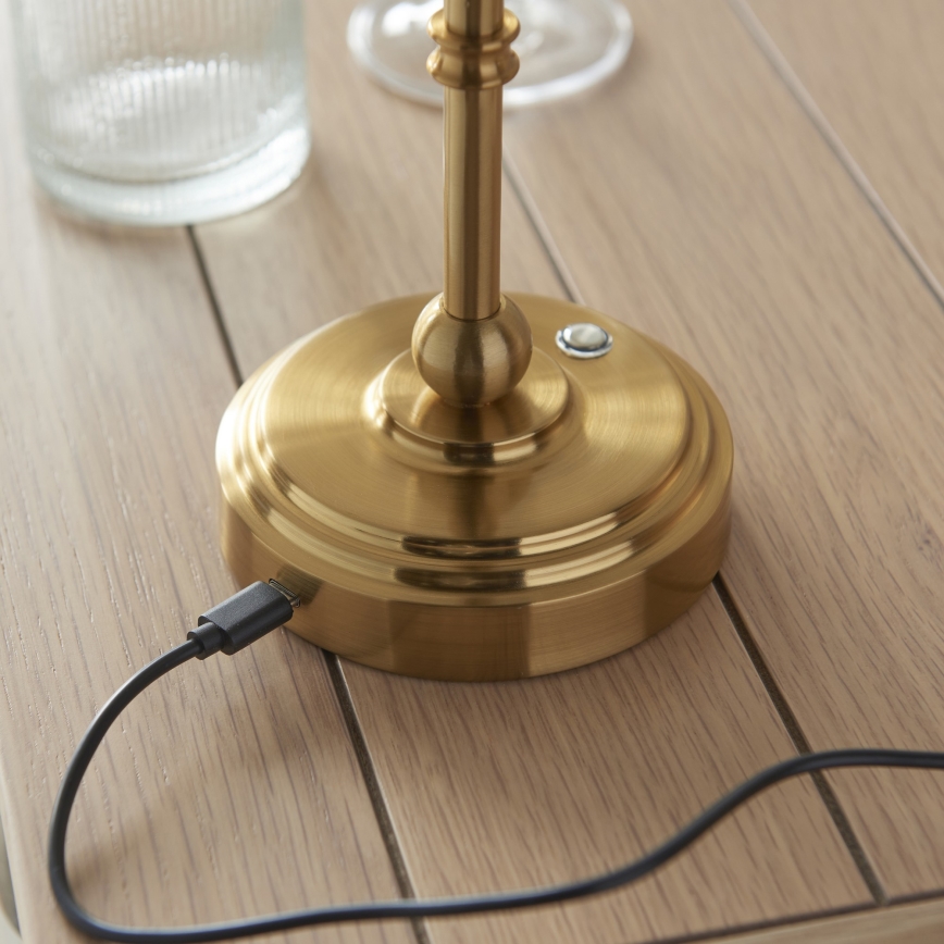 Endon 114804 - LED Bordlampe dæmpbar og genopladelig BURLEY LED/1,5W/5V 3600 mAh messing/lyserød
