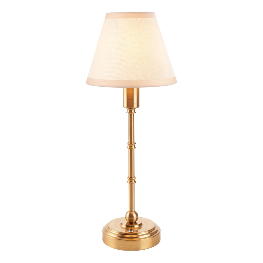 Endon 114811 - LED dæmpbar genopladelig bordlampe BURLEY LED/1,5W/5V 3600 mAh messing/hvid