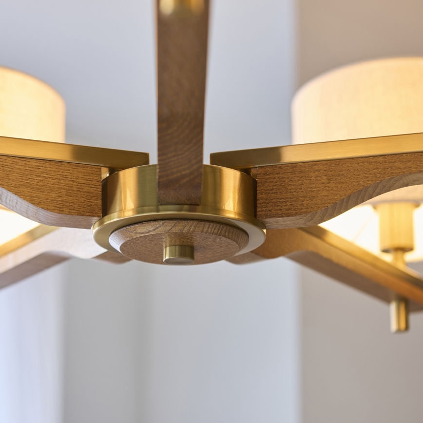 Endon 116994 - Kædeophængt lysekrone HEATHCLIFF 5xE14/7W/230V messing/ask