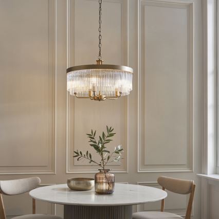 Endon 119110 - Kædeophængt lysekrone CLERMONT 5xE14/6W/230V messing