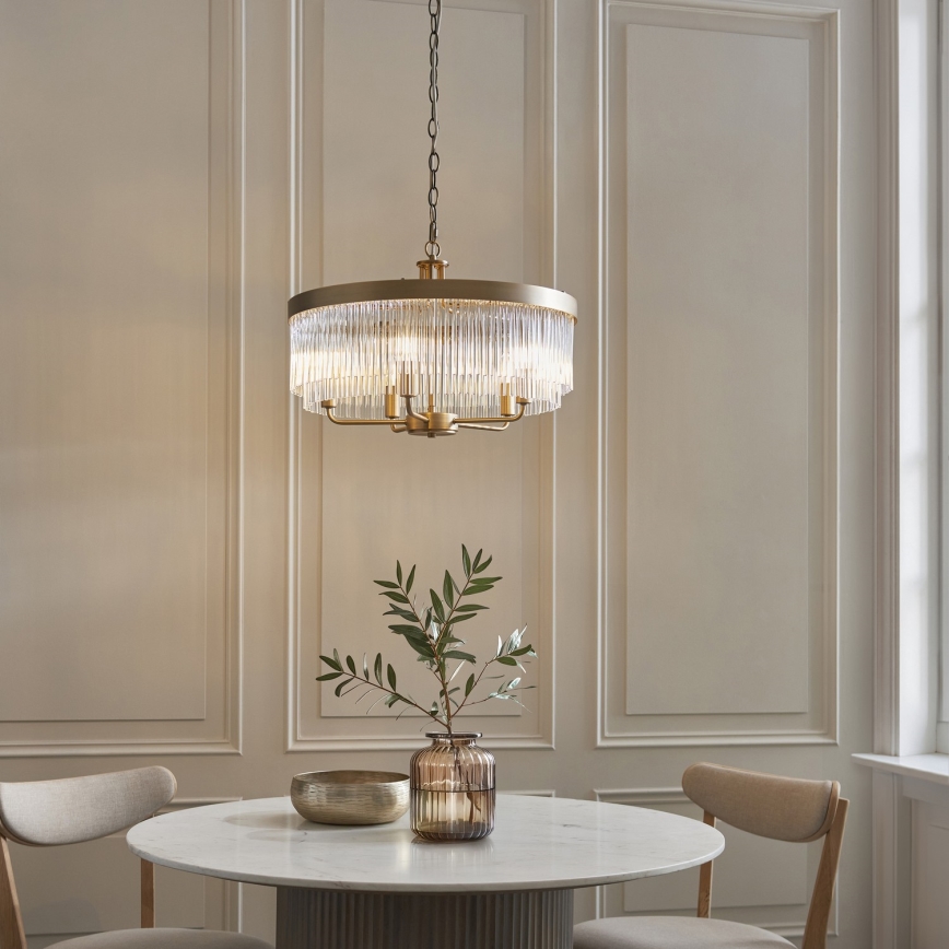 Endon 119110 - Kædeophængt lysekrone CLERMONT 5xE14/6W/230V messing