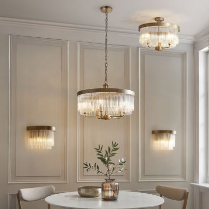 Endon 119110 - Kædeophængt lysekrone CLERMONT 5xE14/6W/230V messing