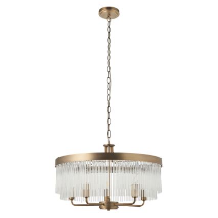 Endon 119110 - Kædeophængt lysekrone CLERMONT 5xE14/6W/230V messing