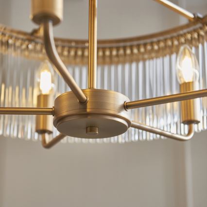 Endon 119110 - Kædeophængt lysekrone CLERMONT 5xE14/6W/230V messing