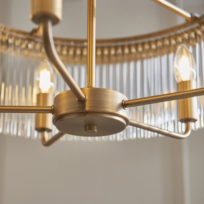 Endon 119110 - Kædeophængt lysekrone CLERMONT 5xE14/6W/230V messing