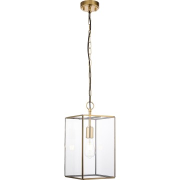 Endon 119141 - Kædeophængt lysekrone HAMMOND 1xE27/10W/230V 21,5x21,5 cm messing