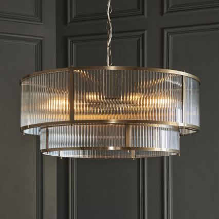 Endon 119456 - Kædeophængt lysekrone RIDGETON 8xE14/7W/230V messing