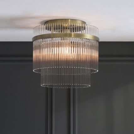 Endon 119492 - Loftmonteret lysekrone MARIETTA 1xE27/10W/230V messing/klar