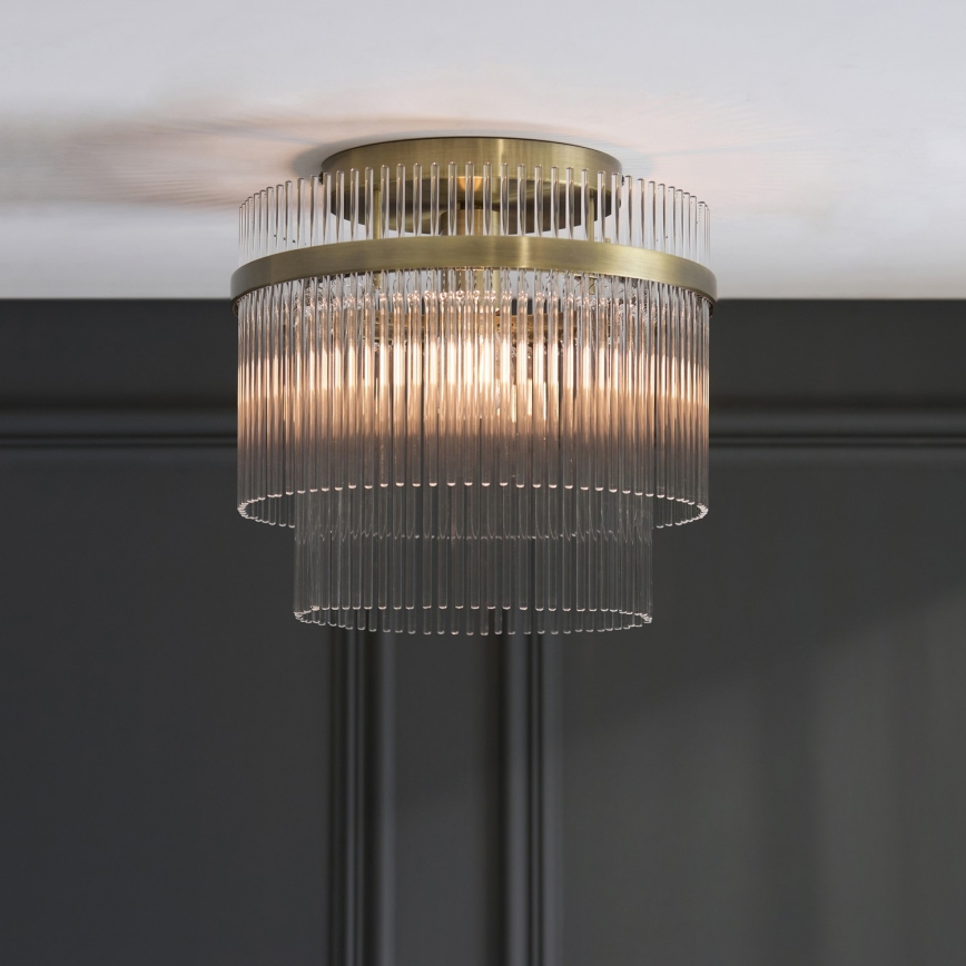 Endon 119492 - Loftmonteret lysekrone MARIETTA 1xE27/10W/230V messing/klar