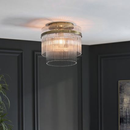 Endon 119492 - Loftmonteret lysekrone MARIETTA 1xE27/10W/230V messing/klar