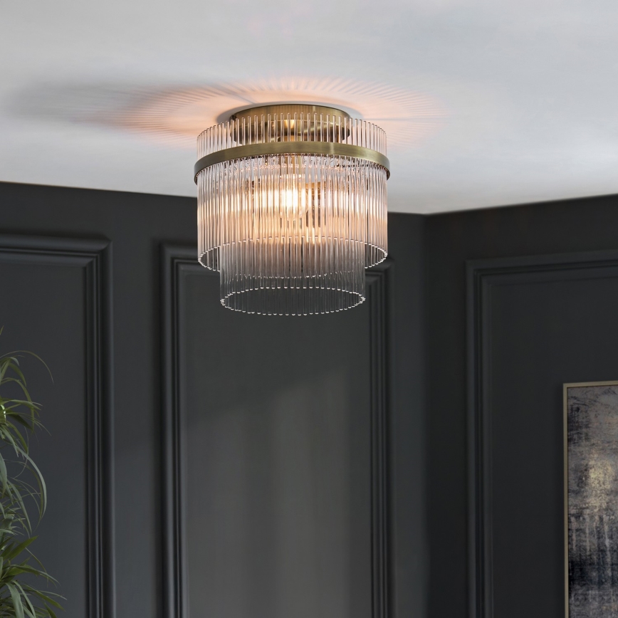 Endon 119492 - Loftmonteret lysekrone MARIETTA 1xE27/10W/230V messing/klar