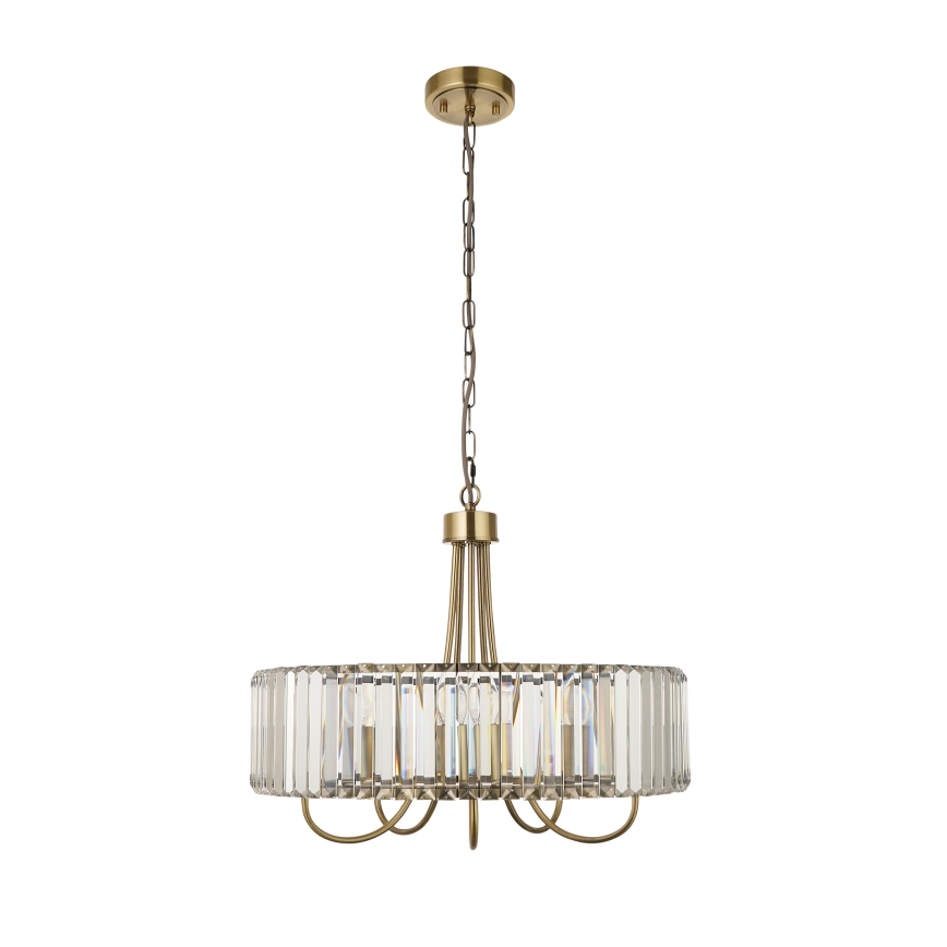 Endon 119610 - Kædeophængt lysekrone VISCONTI 5xE14/6W/230V messing