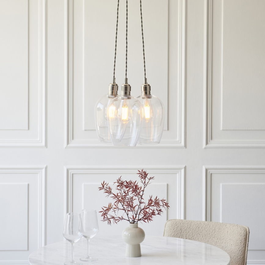 Endon 120644 - Pendellampe med wireophæng 3xE27/10W/230V blank krom